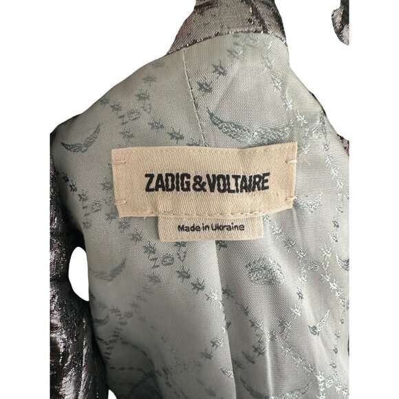 ZADIG & VOLTAIRE Silver Metallic Jacket Blazer Size 36 / US Small - Picture 3 of 8